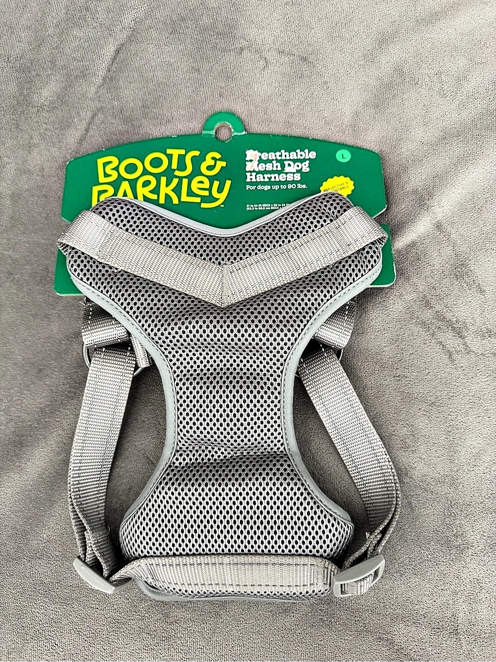 Boots & Barkley Breathable Mesh Dog Harness Gray
